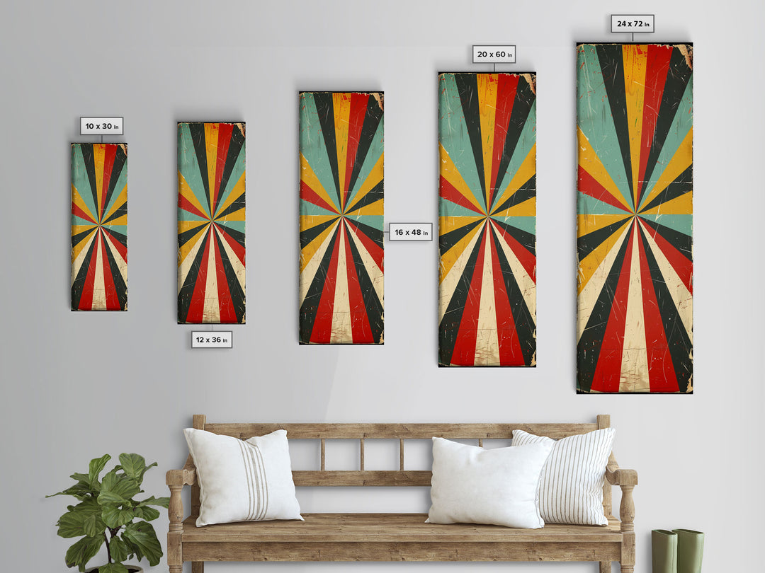 Retro MCM Style Starburst, Trippy Decor, Grunge Decor, Distressed Wall Art