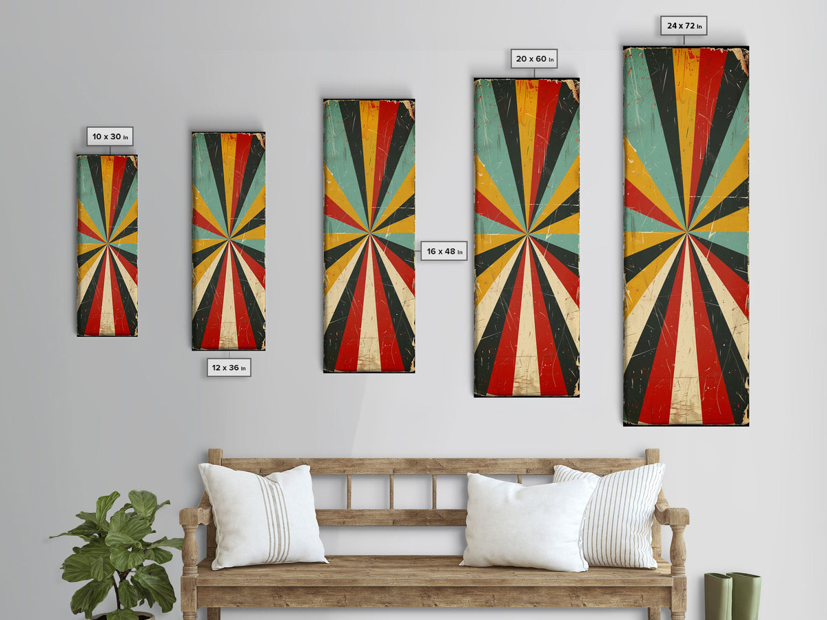 Retro MCM Style Starburst, Trippy Decor, Grunge Decor, Distressed Wall Art