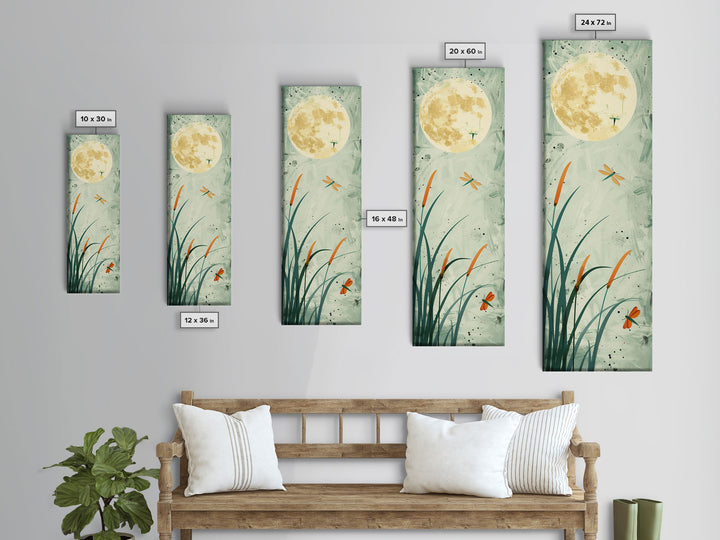 Serene Swans and Cherry Blossoms in Japanese Art Tall Skinny Framed Canvas Print - Wall Décor