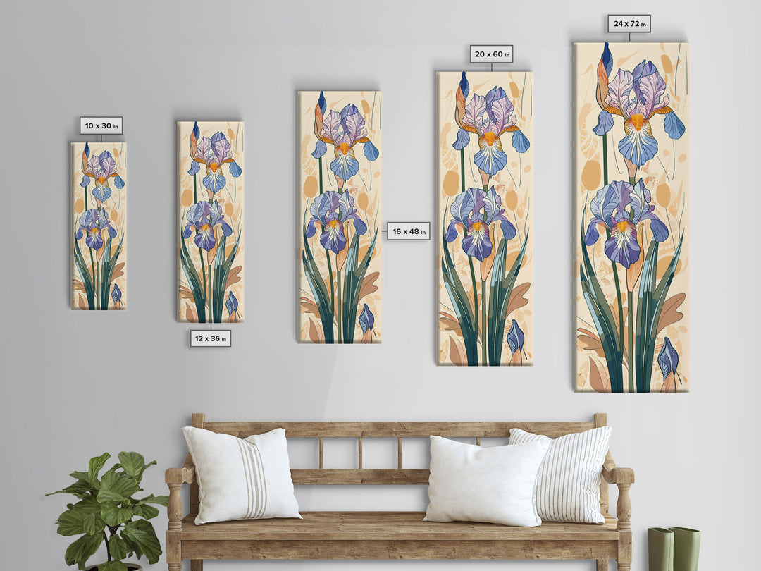 Canvas Print Delicate Iris Flowers In Pastel Colors, Elegant Floral Art For Living Room, Botanical Wall Decoration, Nature-Inspired Home Decor