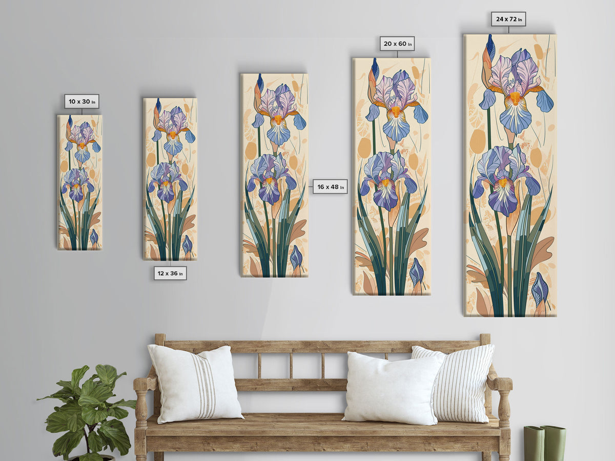 Canvas Print Delicate Iris Flowers In Pastel Colors, Elegant Floral Art For Living Room, Botanical Wall Decoration, Nature-Inspired Home Decor