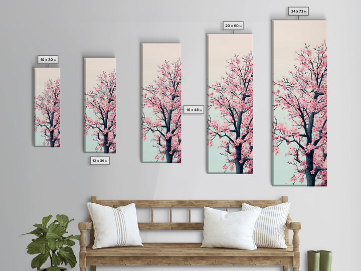 Delicate Cherry Blossom Tree In Full Bloom Against A Soft Gradient Background For Elegant Wall Art Framed Canvas Print