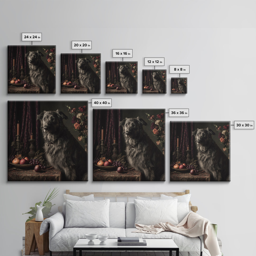 Noble Dog Portrait Canvas Print, Renaissanceinspired Art, Living Room Decor, Oil Painting, Classic, Living Room Art, REN-1x1-20
