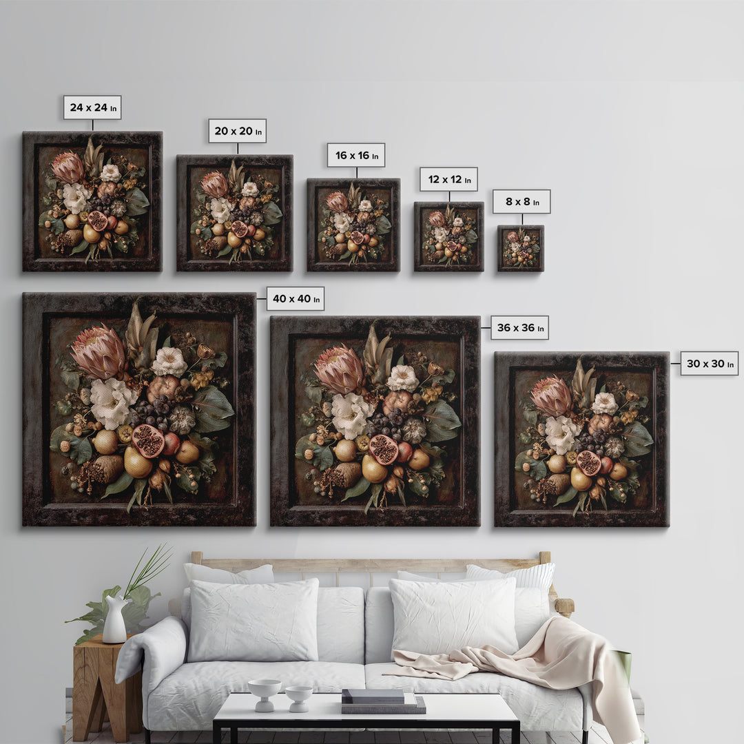 Renaissance Botanical Study Canvas Print, Renaissanceinspired Art, Romantic Art, Living Room Decor, Fine Art, Classic, REN-1x1-55