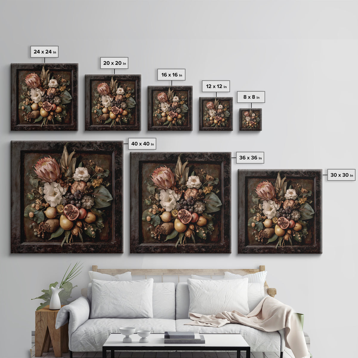 Renaissance Botanical Study Canvas Print, Renaissanceinspired Art, Romantic Art, Living Room Decor, Fine Art, Classic, REN-1x1-55