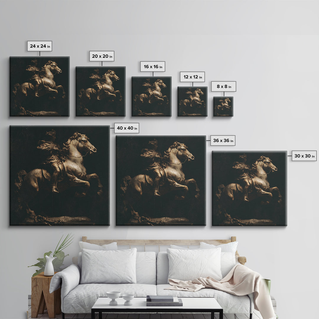 Classical Horse and Rider Canvas Print, Renaissanceinspired Art, Elegant Home Decor, Living Room Decor, Fine Art, Classic, REN-1x1-81