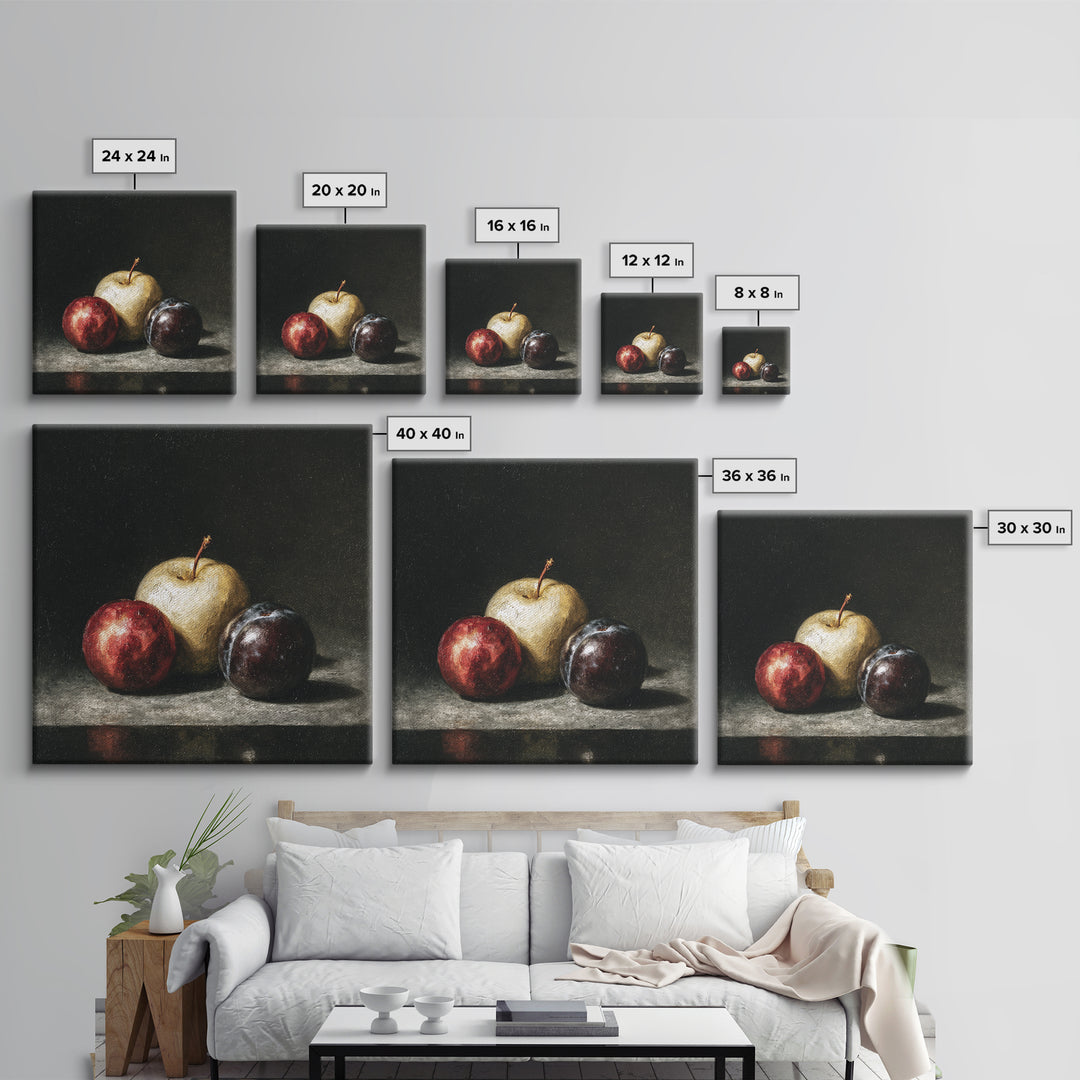 Oil Painted Fruit Still Life on Dark Canvas Print, Renaissanceinspired Art, Art Print, Living Room Decor, Fine Art, Classic, REN-1x1-99