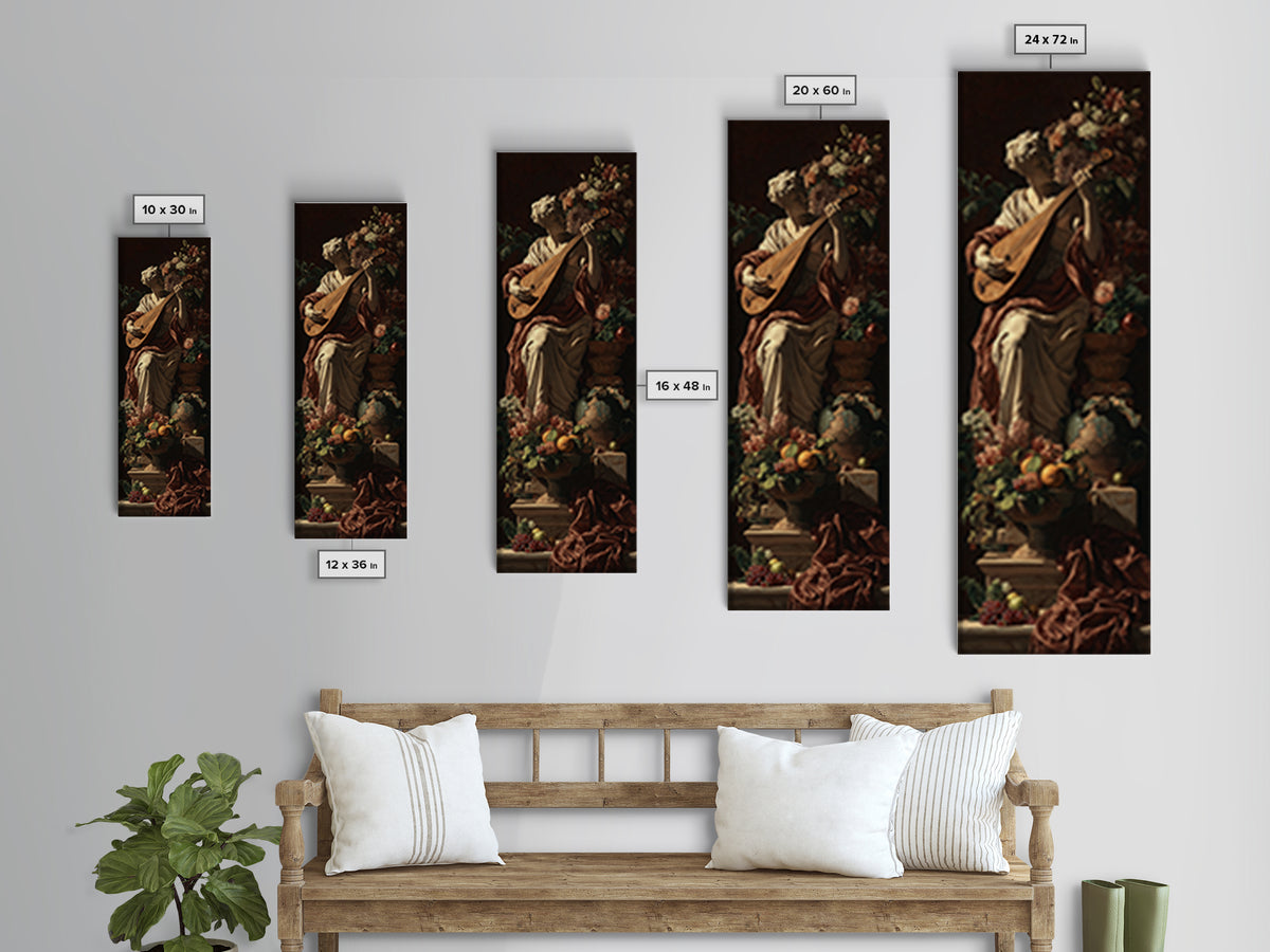 Renaissance Style Musician with Lute Canvas Print, Renaissanceinspired Art, Digital Art, Living Room Decor, Fine Art, Classic, REN-1x3-100