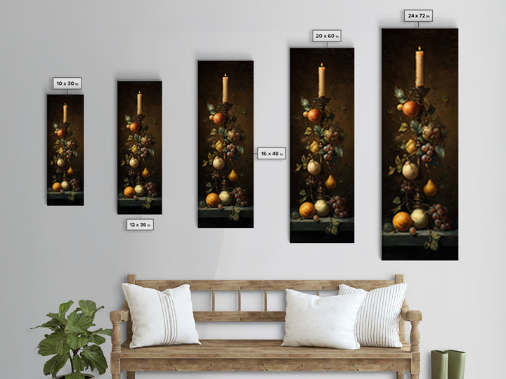 Oil Painted Fruit Still Life on Dark Canvas Print, Renaissanceinspired Art, Gallery Decor, Living Room Decor, Fine Art, Classic, REN-1x3-39