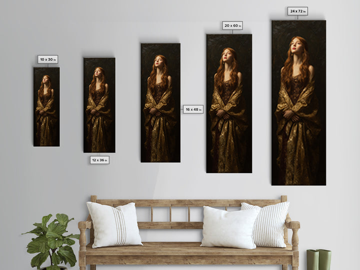 Gold Halo Portrait Canvas Print, Renaissanceinspired Art, Digital Print, Living Room Decor, Fine Art, Classic, Living Room Art, REN-1x3-41