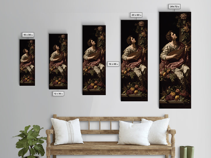 Renaissance Style Musician with Lute Framed Canvas Print, Renaissanceinspired Art, Classic Art, Living Room Decor, Classic, REN-1x3-52