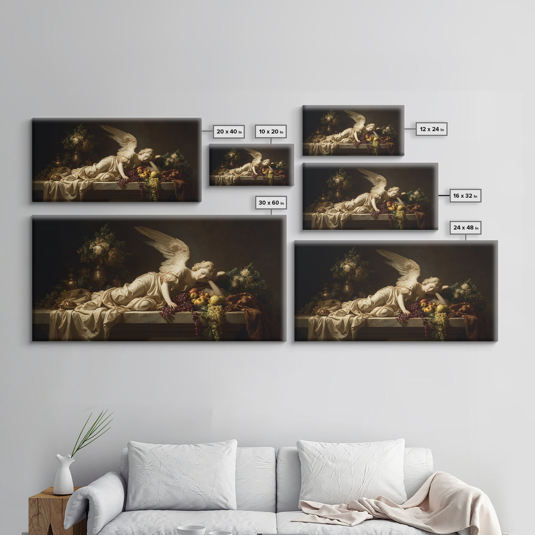 Classical Angel Study Canvas Print, Renaissanceinspired Art, Floral Painting, Living Room Decor, Fine Art, Classic, Art Print, REN-2x1-22