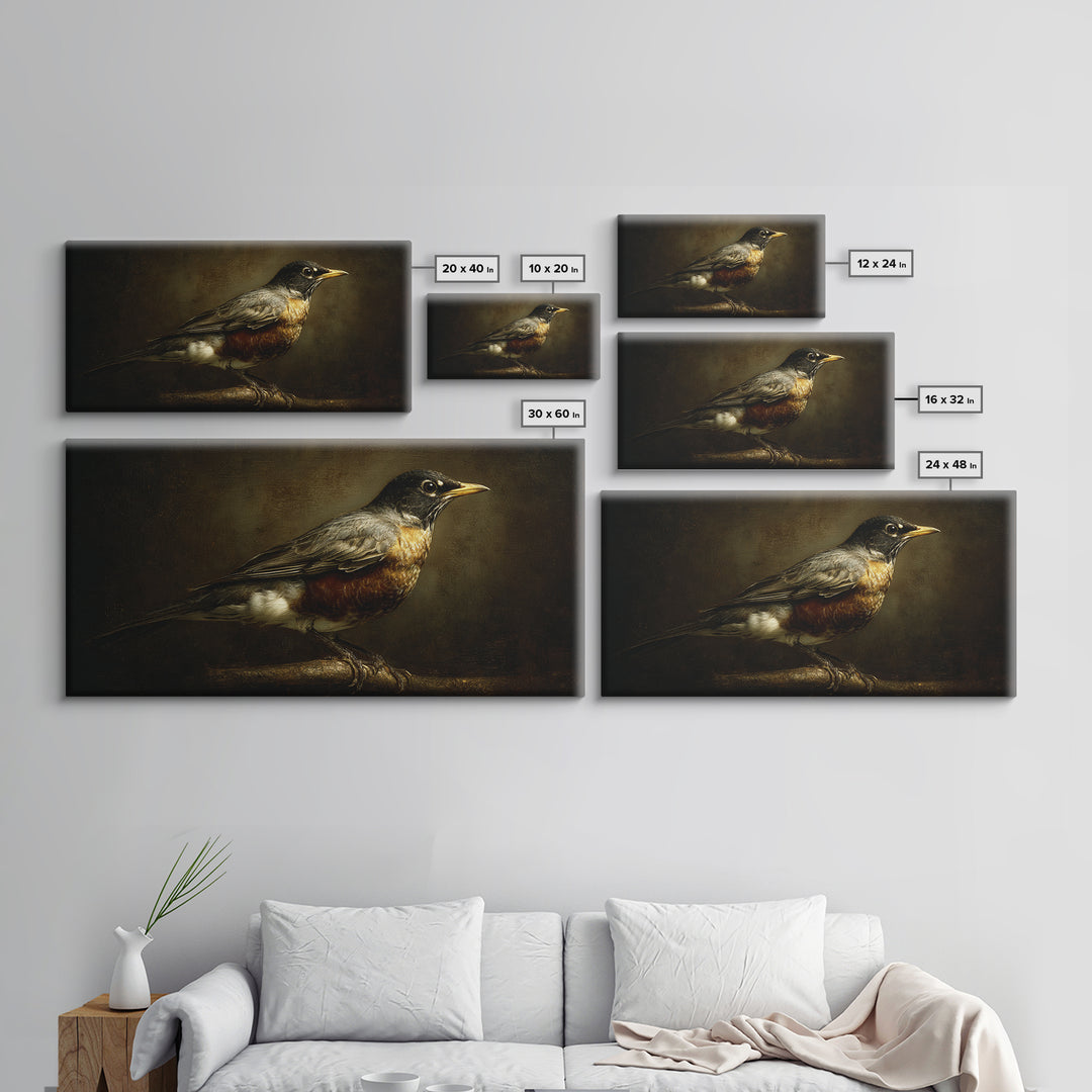 Old Master Bird Study Framed Canvas Print, Renaissanceinspired Art, Contemporary Art, Living Room Decor, Fine Art, Classic, REN-2x1-43