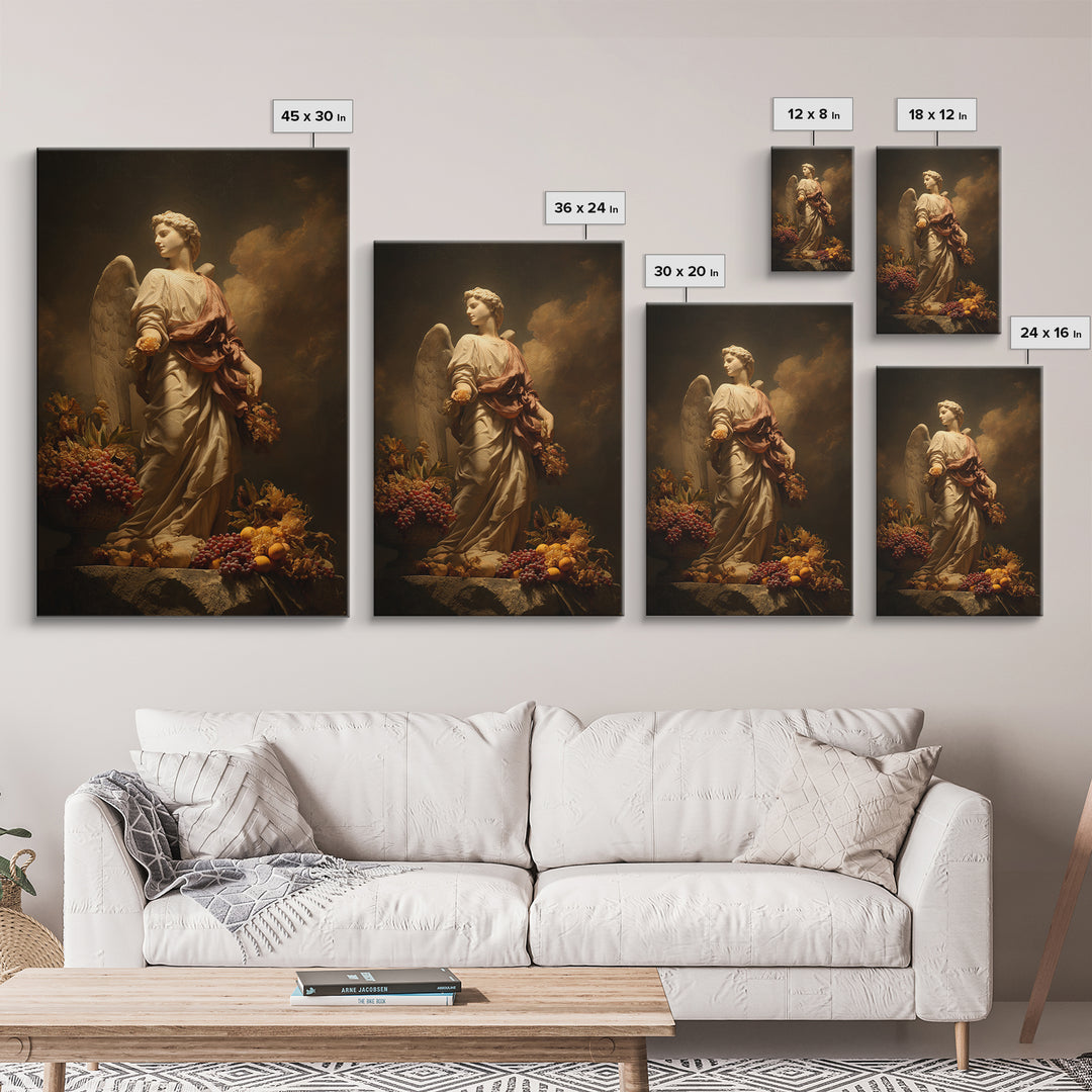 Classical Angel Study Canvas Print, Renaissanceinspired Art, Floral Painting, Living Room Decor, Fine Art, Classic, Art Print, REN-2x3-10
