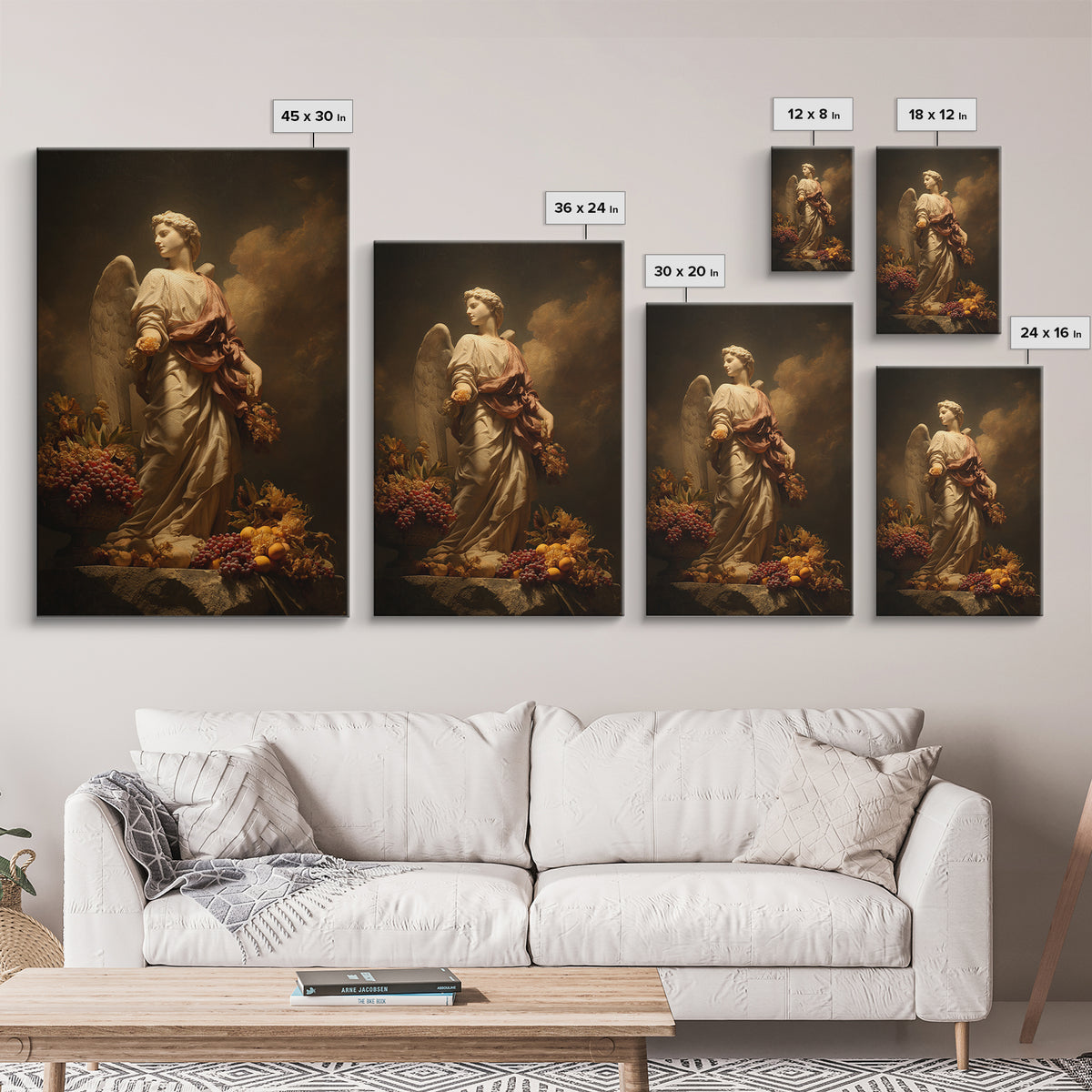 Classical Angel Study Canvas Print, Renaissanceinspired Art, Floral Painting, Living Room Decor, Fine Art, Classic, Art Print, REN-2x3-10