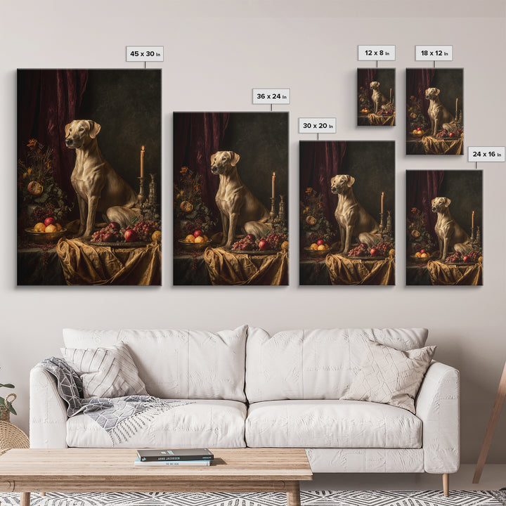 Noble Dog Portrait Framed Canvas Print, Renaissanceinspired Art, Cat Painting, Living Room Decor, Oil Painting, Classic, REN-2x3-100