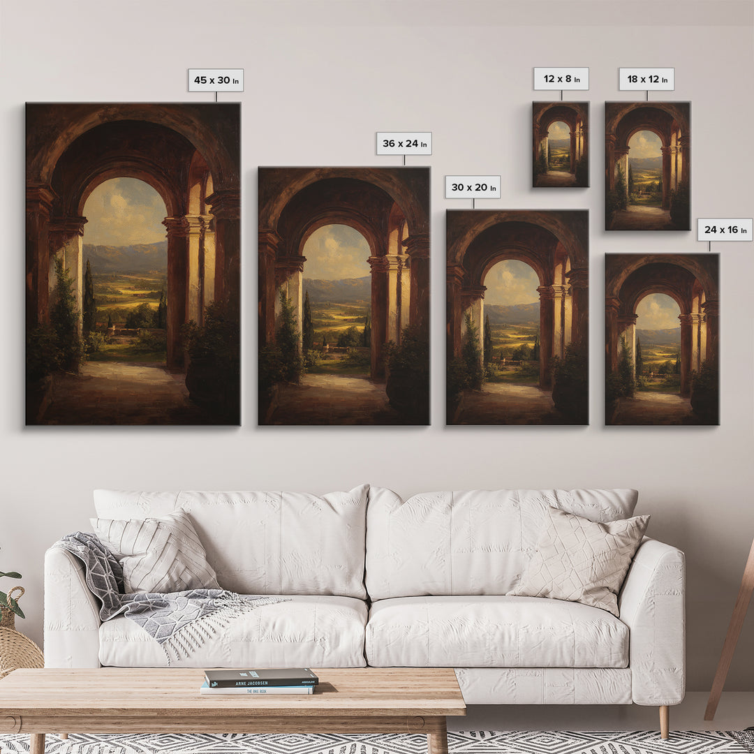 Architectural Arch with Italian Landscape Beyond Canvas Print, Renaissanceinspired Art, Jesus Art, Living Room Decor, Classic, REN-2x3-19
