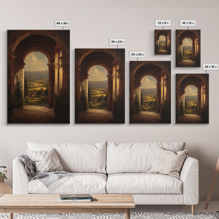 Architectural Arch with Italian Landscape Beyond Canvas Print, Renaissanceinspired Art, Jesus Art, Living Room Decor, Classic, REN-2x3-19