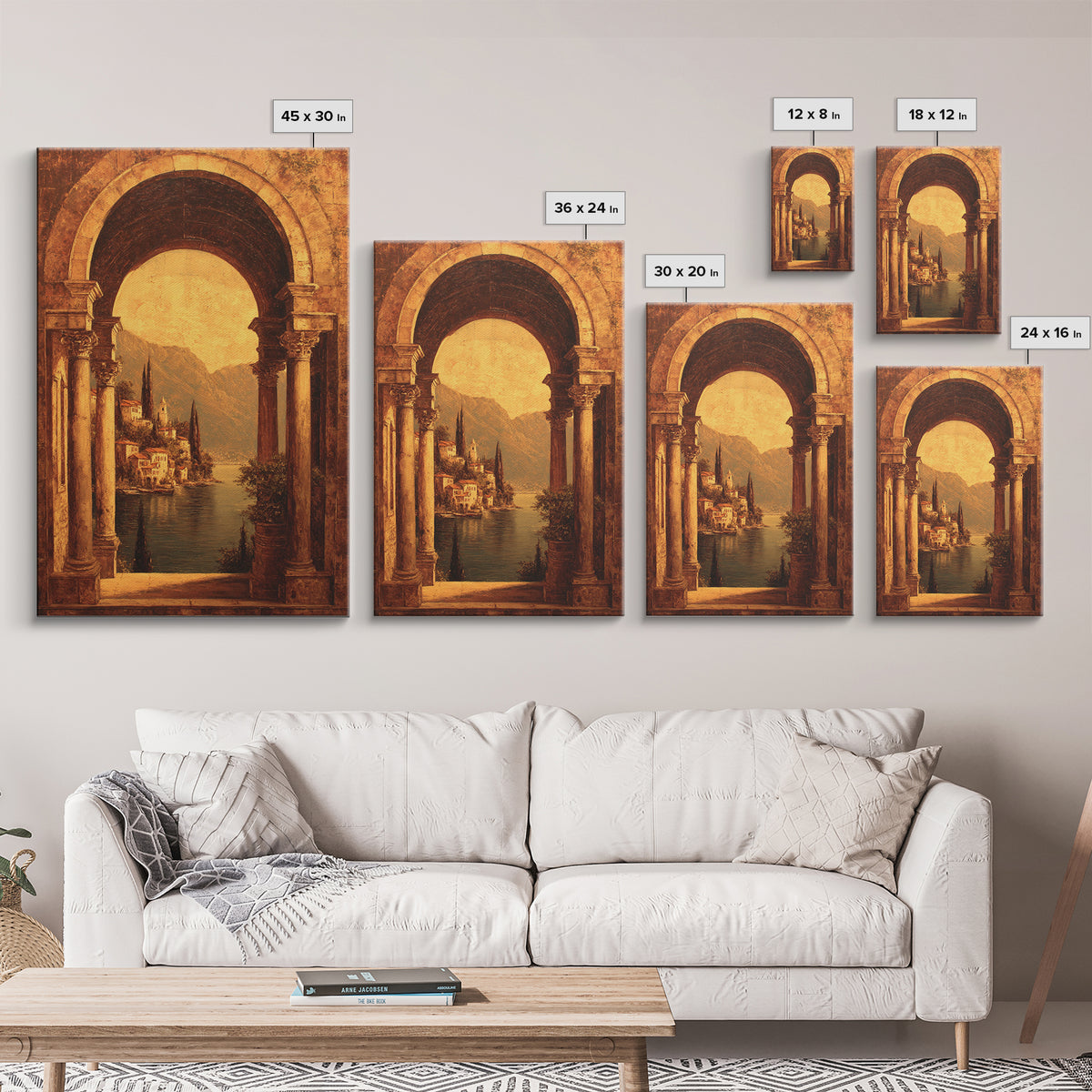 Architectural Arch with Italian Landscape Beyond Canvas Print, Renaissanceinspired Art, Luxury Decor, Living Room Decor, REN-2x3-91