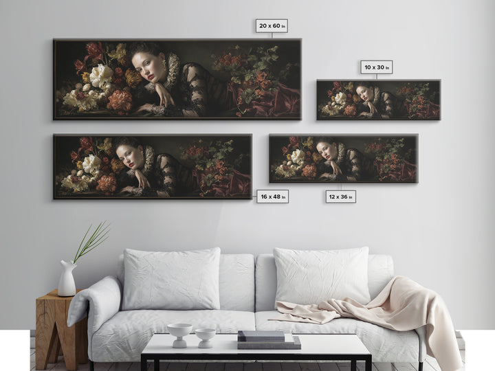 Madonna Like Portrait Canvas Print, Renaissanceinspired Art, Unique Wall Art, Living Room Decor, Classic, Mosaic Wall Art, REN-3x1-41