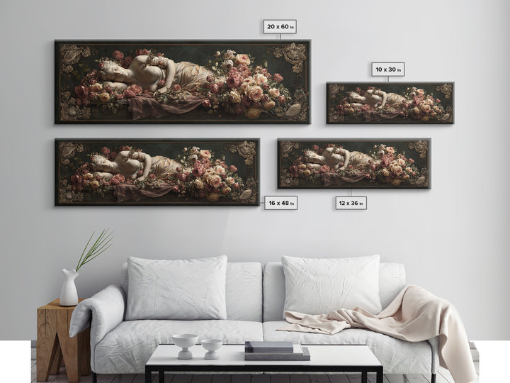 Venus Inspired Figure with Seashell and Roses Canvas Print, Renaissanceinspired Art, Room Decor, Living Room Decor, Classic, REN-3x1-68