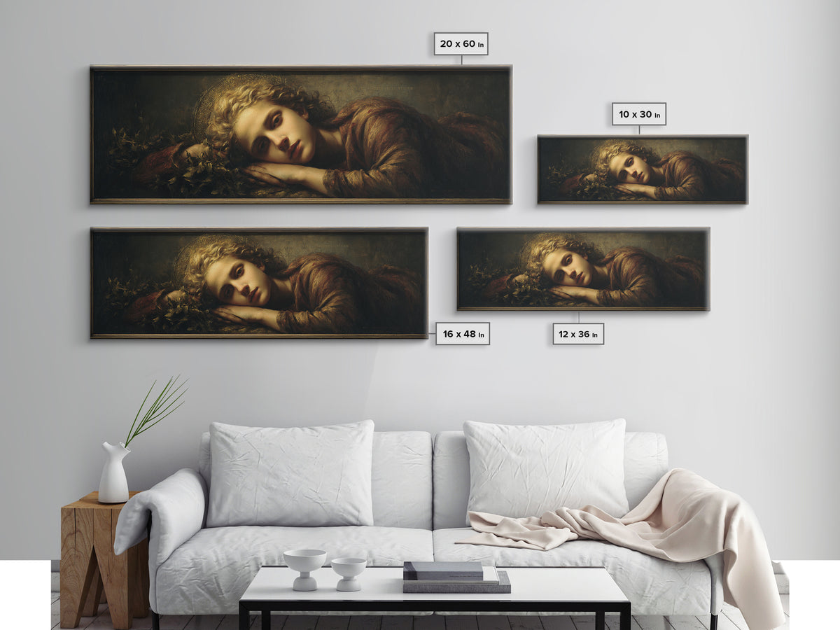 Gold Halo Portrait Canvas Print, Renaissanceinspired Art, Medieval Decor, Living Room Decor, Classic, Elegant Home Decor, REN-3x1-93
