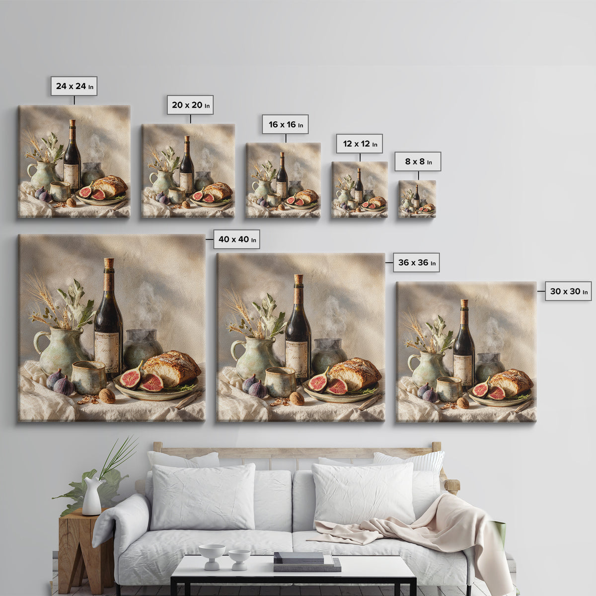 Wine Bottle and Figs Framed Canvas Print, Restaurant Art, Modern Decor, Restaurant Decor, Fine Art, Bistro, Poster, Wall Decor, RES-1x1-1