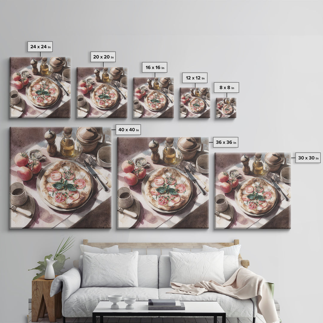 Pizzeria Tomato Basil and Mozzarella Still Life Canvas Print, Restaurant Art, Kitchen Wall Decor, Restaurant Decor, Bistro, RES-1x1-10