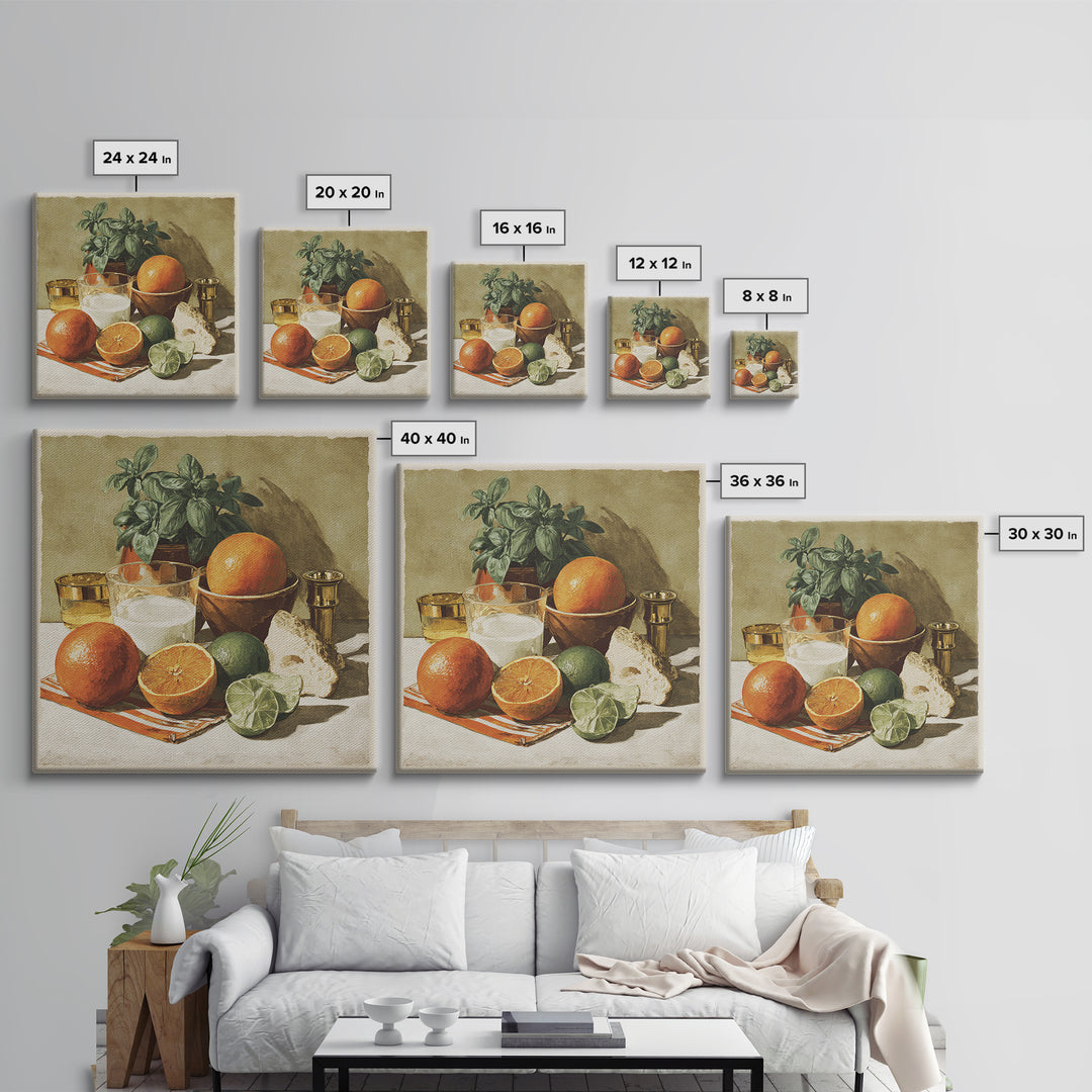 Cocktail and Citrus Bar Composition Framed Canvas Print, Restaurant Art, Printable Art, Restaurant Decor, Fine Art, Bistro, RES-1x1-11