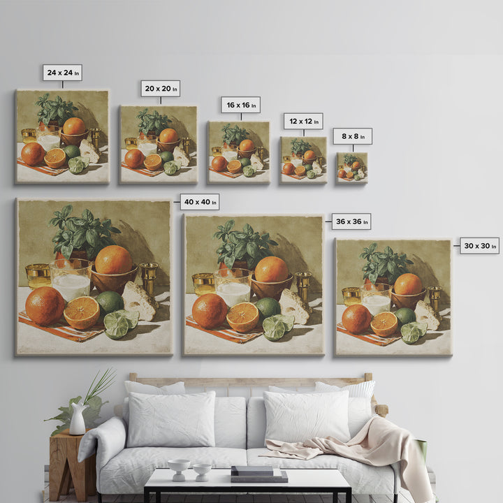 Cocktail and Citrus Bar Composition Framed Canvas Print, Restaurant Art, Printable Art, Restaurant Decor, Fine Art, Bistro, RES-1x1-11