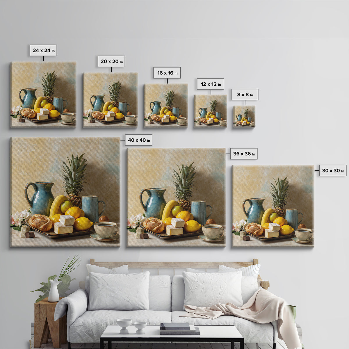 Tropical Fruit Platter Canvas Print, Restaurant Art, Wall Art Print, Restaurant Decor, Fine Art, Bistro, Modern Decor, RES-1x1-18