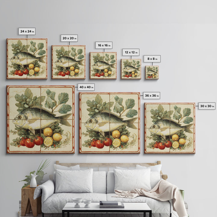 Fresh Fish with Lemon and Herbs Canvas Print, Restaurant Art, Kitchen Decor, Restaurant Decor, Bistro, Bedroom Wall Art, RES-1x1-23