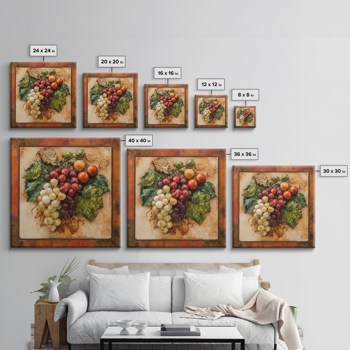Wine Grapevine Botanical Study Framed Canvas Print, Restaurant Art, Wall Art Print, Restaurant Decor, Fine Art, Bistro, RES-1x1-39