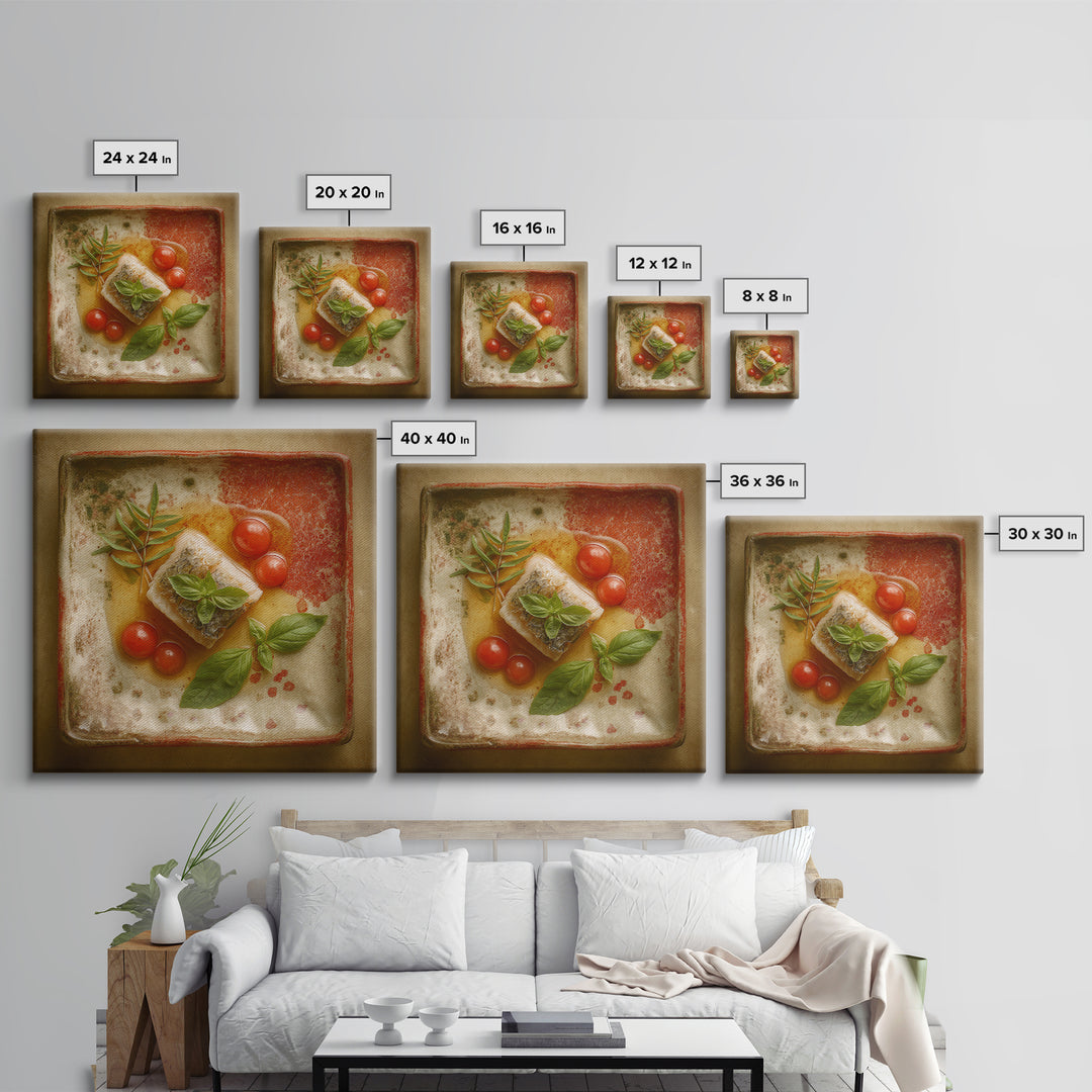 Sushi Fish and Ceramic Plate Composition Canvas Print, Restaurant Art, Fine Art Print, Restaurant Decor, Fine Art, Bistro, RES-1x1-5