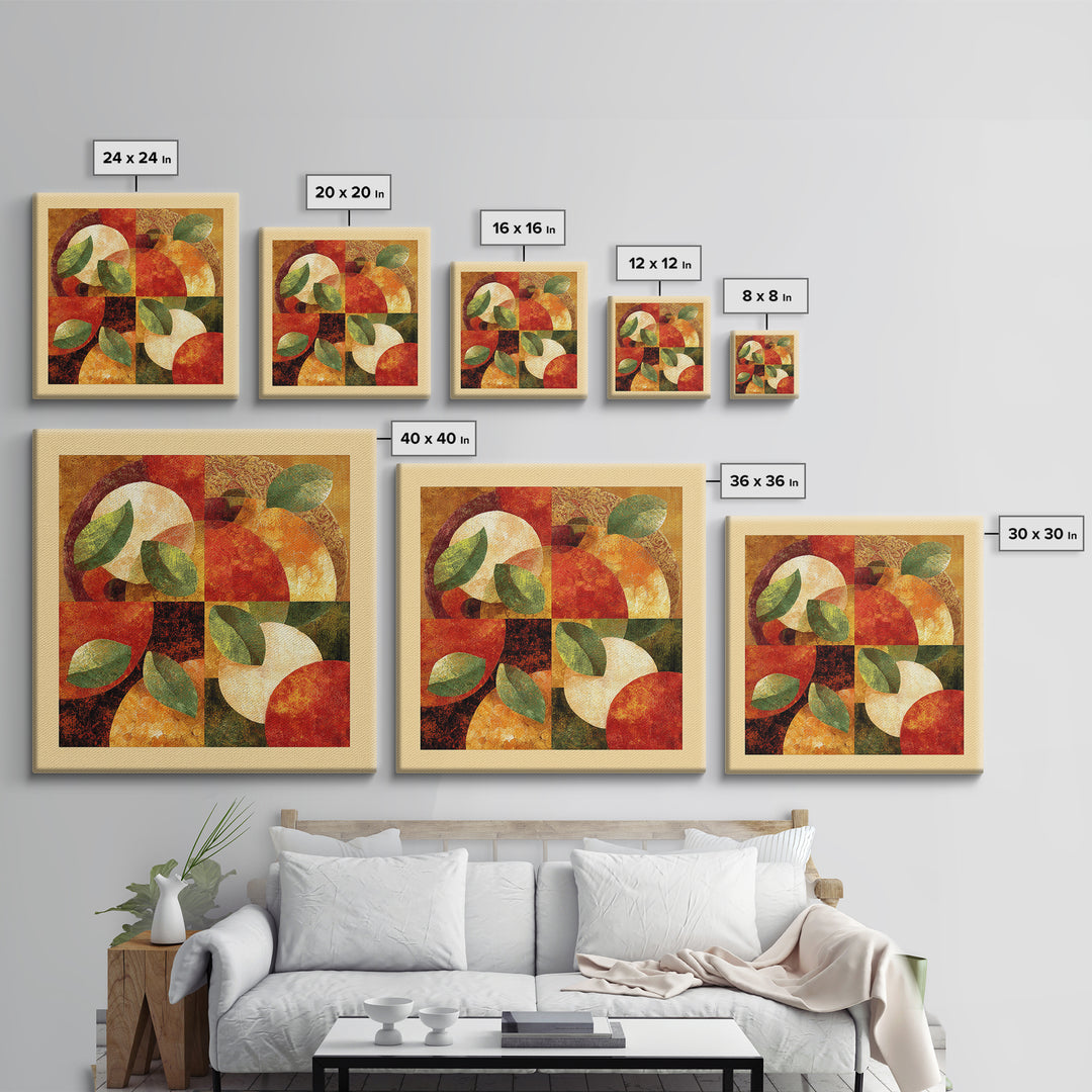 Abstract Appetite Friendly Red and Orange Shapes Canvas Print, Restaurant Art, Restaurant Decor, Abstract Art, Bistro, RES-1x1-89