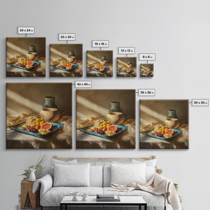 Tropical Fruit Platter Canvas Print, Restaurant Art, Neutral Decor, Restaurant Decor, Fine Art, Bistro, Home Decor, Poster, RES-1x1-90