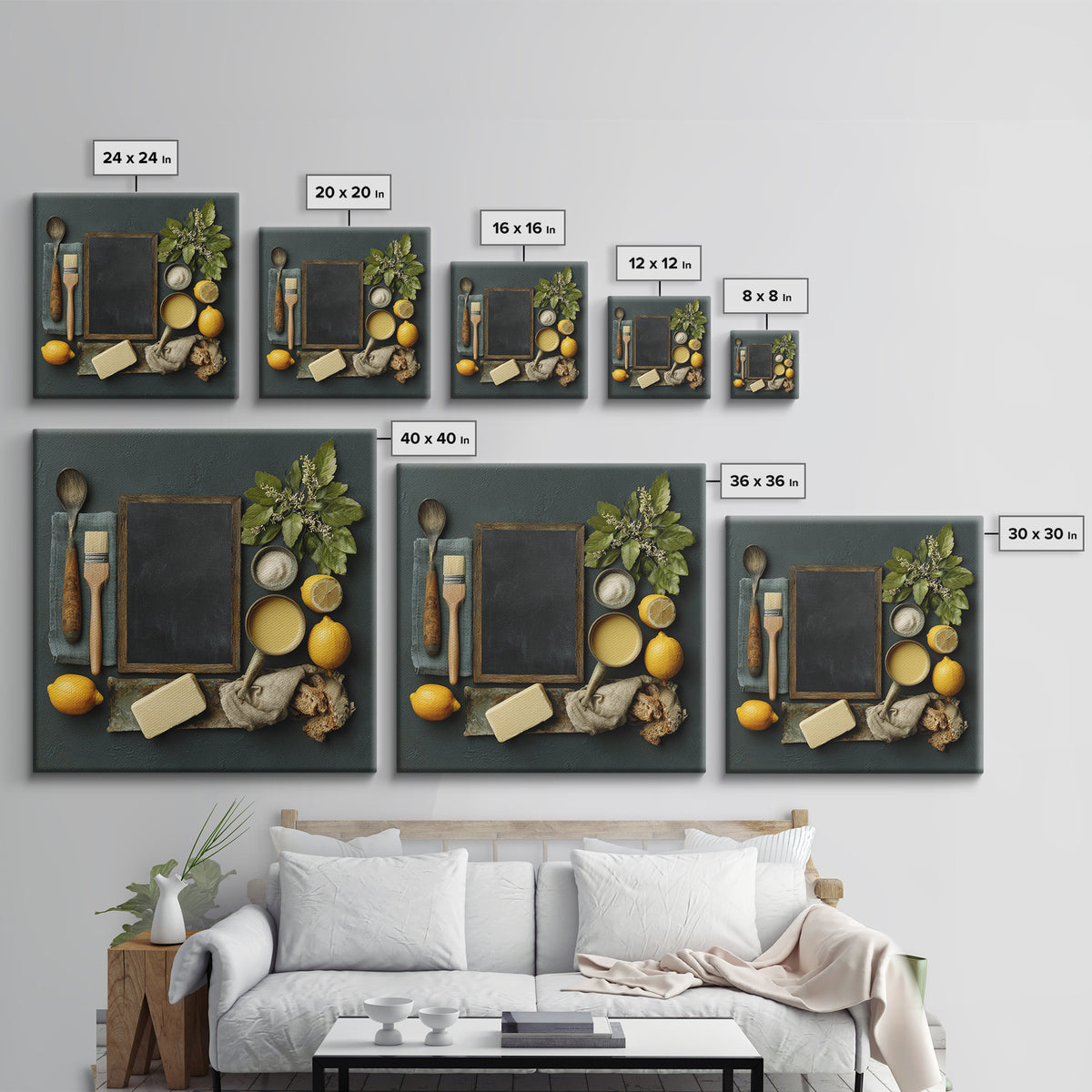 Blackboard Menu Feeling Without Readable Text Framed Canvas Print, Restaurant Art, Wall Art, Restaurant Decor, Oil Painting, RES-1x1-93