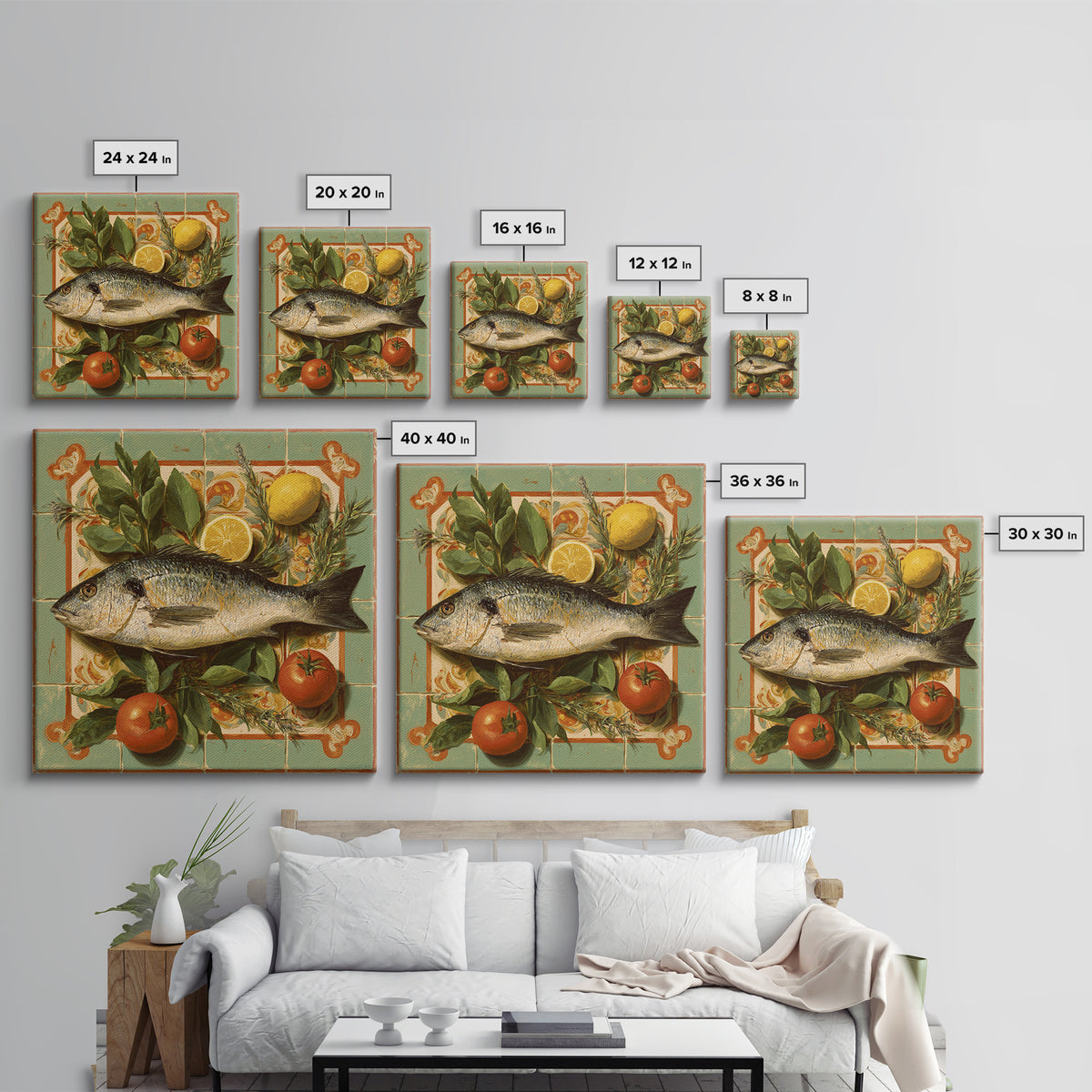 Fresh Fish with Lemon and Herbs Canvas Print, Restaurant Art, Fine Art Print, Restaurant Decor, Fine Art, Bistro, Wall Decor, RES-1x1-95