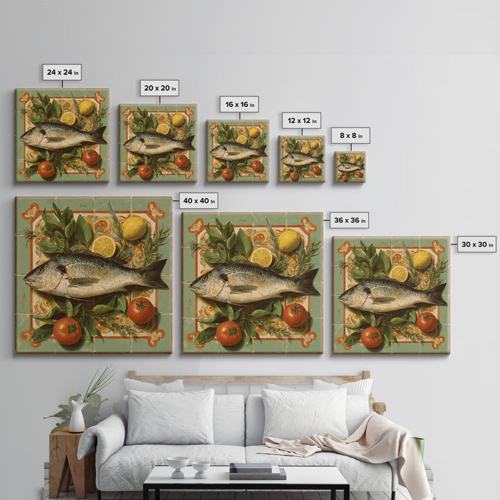 Fresh Fish with Lemon and Herbs Canvas Print, Restaurant Art, Fine Art Print, Restaurant Decor, Fine Art, Bistro, Wall Decor, RES-1x1-95
