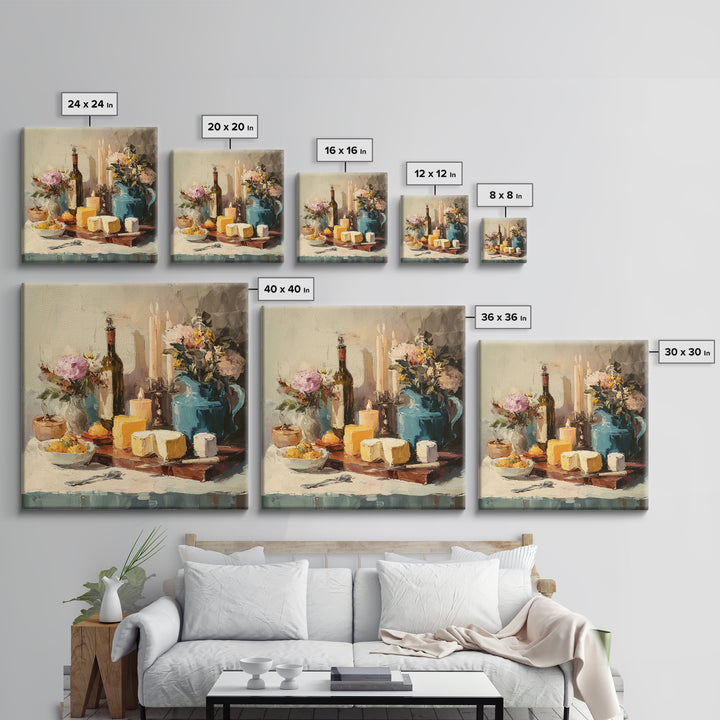 Elegant Table Objects Framed Canvas Print, Restaurant Art, Canvas, Restaurant Decor, Fine Art, Bistro, Living Room Decor, RES-1x1-96