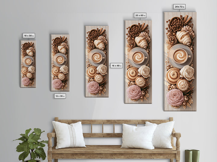 Coffee Beans and Pastry Arrangement Canvas Print, Restaurant Art, Kitchen Wall Decor, Restaurant Decor, Fine Art, Bistro, RES-1x3-10