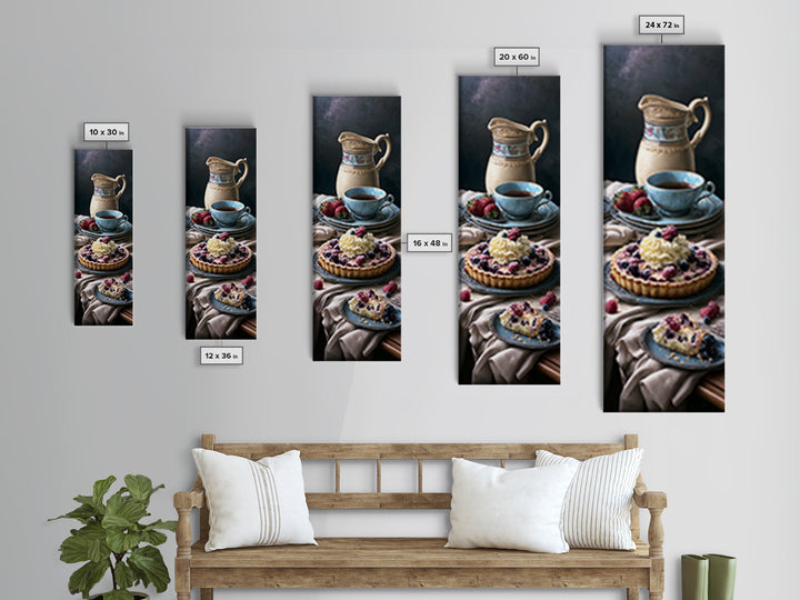 Dessert Tart with Berries and Cream Canvas Print, Restaurant Art, Stained Glass Art, Restaurant Decor, Fine Art, Bistro, RES-1x3-100