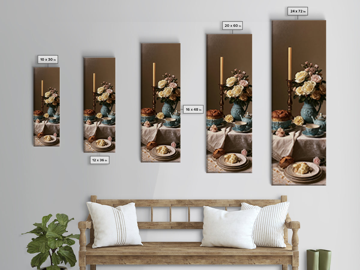 Elegant Table Objects Canvas Print, Restaurant Art, Wall Art, Restaurant Decor, Watercolor Art, Bistro, Digital Print, RES-1x3-12