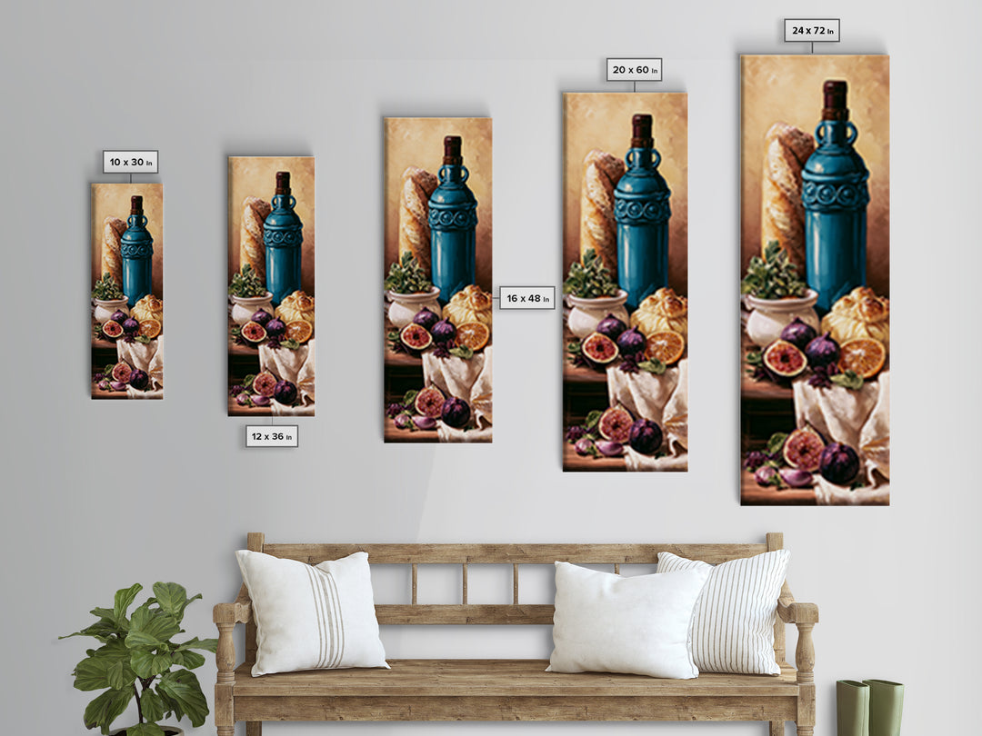 Wine Bottle and Figs Canvas Print, Restaurant Art, Minimalist Decor, Restaurant Decor, Fine Art, Bistro, Kitchen Decor, RES-1x3-13