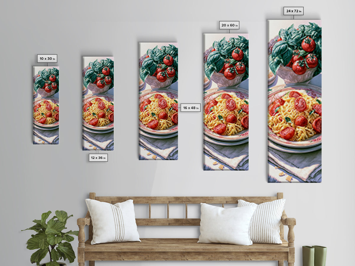 Fresh Pasta with Tomatoes and Basil Canvas Print, Restaurant Art, Gallery Decor, Restaurant Decor, Fine Art, Bistro, Wall Art, RES-1x3-14
