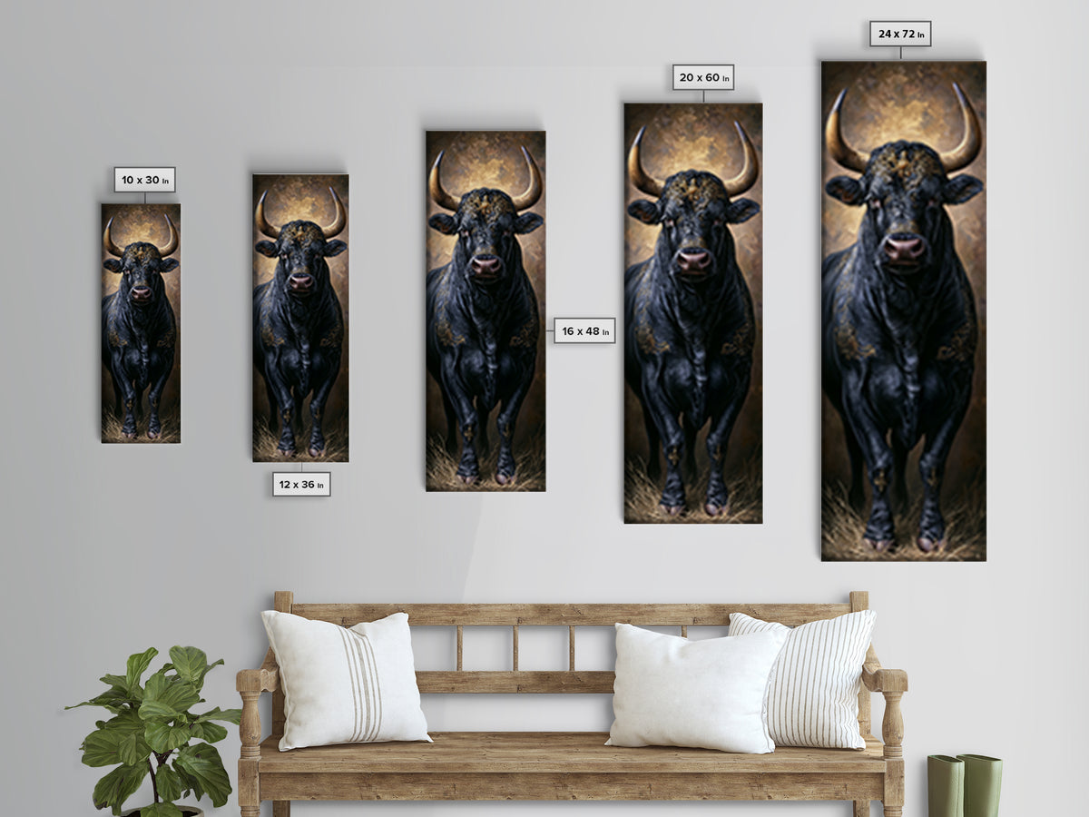 Steakhouse Black and Gold Bull Portrait Framed Canvas Print, Restaurant Art, Digital Print, Restaurant Decor, Fine Art, Bistro, RES-1x3-19