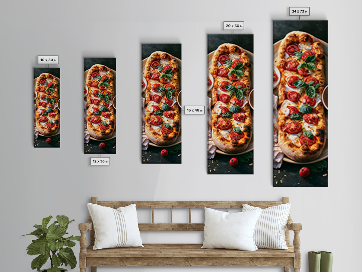 Pizzeria Tomato Basil and Mozzarella Still Life Canvas Print, Restaurant Art, Stained Glass Art, Restaurant Decor, Bistro, RES-1x3-22