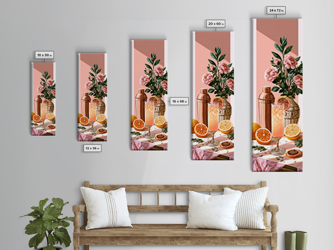 Cocktail and Citrus Bar Composition Canvas Print, Restaurant Art, Printable Art, Restaurant Decor, Bistro, Watercolor Art, RES-1x3-23