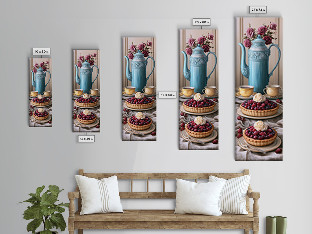 Dessert Tart with Berries and Cream Canvas Print, Restaurant Art, Art Print, Restaurant Decor, Fine Art, Bistro, Kitchen Art, RES-1x3-28