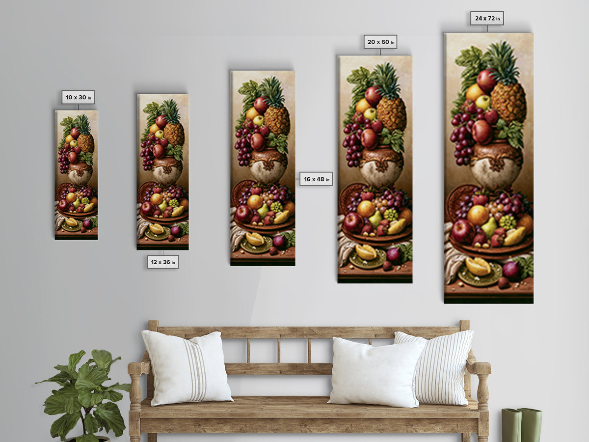 Tropical Fruit Platter Framed Canvas Print, Restaurant Art, Food Art, Restaurant Decor, Oil Painting, Bistro, Minimalist Decor, RES-1x3-30